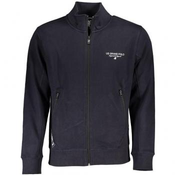 U.S. Polo Assn. Men's Fleece-Lined Zip-Up Sweatshirt with Contrast Detail - Blue, Size L