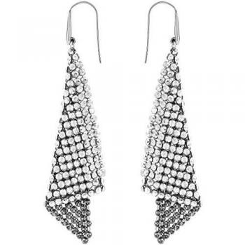 Swarovski Pendientes Fit, gris, Baño de Rodio
