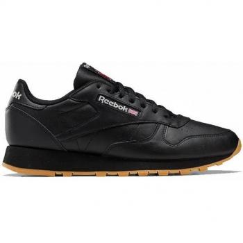 Zapatillas Reebok Classic Leather para hombre en color negro, diseño clásico, material de cuero, suela de goma antideslizante, plantilla acolchada para mayor comodidad, cierre de cordones, logotipo Reebok en el lateral