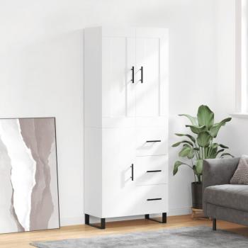 Aparador alto de madera contrachapada blanco 69,5x34x180 cm