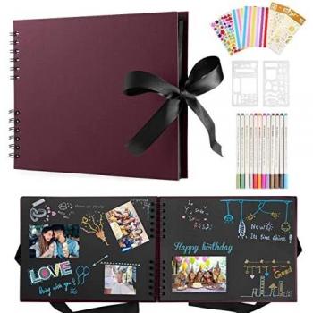 Album De Fotos Scrapbook Album De Fotos Para Pegar Y Escribir, álbum De Fotos De 80 Páginas Negras DIY Scrapbooking Albumes, Para El Bebé Y El Regalo San Valentín Para Boda Aniversario Cumpleaños