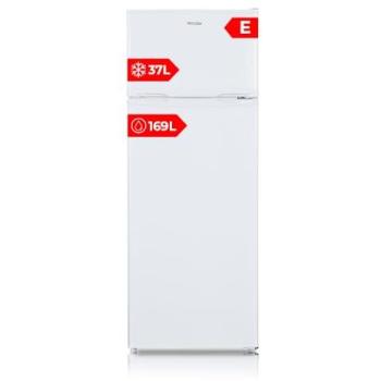 Frigorífico Estandar Blanco Wonder WF145502E, 2 Puertas, Altura 143cm, Ancho 55cm, Capacidad 206 Litros, Cíclica, Bajo Nivel Sonoro, Puerta Reversible