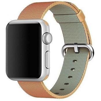 Cuitan Correa para 42mm Apple Watch, Trenzado de Nylon Correa de Reloj con Acero Inoxidable Adaptador Reemplazo Banda de Muñeca Watchband Wristband Watch Band Strap para 42mm Apple Watch/Sport/Edition - Oro y rojo