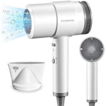 Cozeemax Secador de Pelo, Secador Iónico, Concentrador, 1600 W, 1,6 m cable de alimentación, blanco