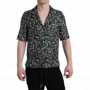 Dolce & Gabbana Elegant Silk Trumpet Print Polo T-Shirt - Multicolor, Size: M (IT40)