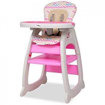 vidaXL Trona Convertible Mesa Rosa Silla Alta Asiento Banco Bebé Niño Infantil