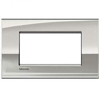 Bticino Placa Livinglight AIR 4 Módulos Color Palladio Brillante LNC4804PL