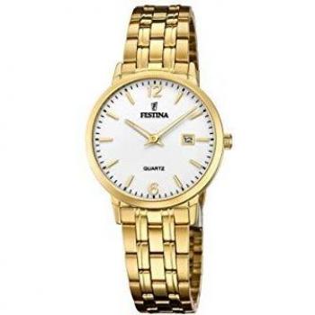 Festina Reloj Clásico para Mujer F20514/2 de Acero con Esfera Plateada