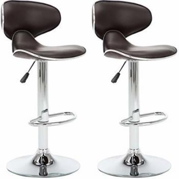 vidaXL 2X Sillas de Bar Cuero Sintético Marrón Taburete Asiento Cocina Comedor