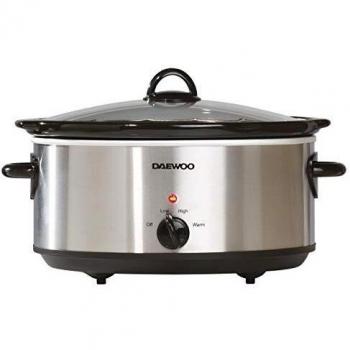 Olla de Cocción Lenta Daewoo de Acero Inoxidable 6.5L con 3 Configuraciones de Calor y Apta para Lavavajillas