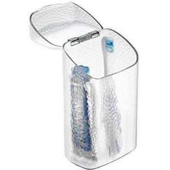 mDesign - Estuche/soporte de ítems para el cuidado bucal, organiza cepillos de dientes y pasta dentífrica - Claro