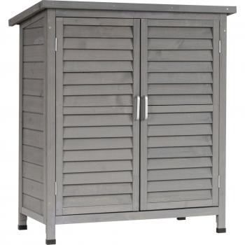 Outsunny Cobertizo de Almacenamiento de Madera para Jardín con 2 Estantes Interiores 2 puertas y Techo Inclinado para Exterior 87x46,5x96,5 cm Gris
