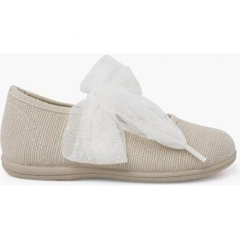 Merceditas de bebé niña con lazada de tul plumeti