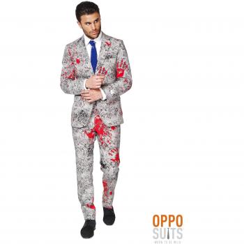 OppoSuits Men's Zombiac Halloween Suit - Creepy Stylish Zombie Print Costume, Size 58 EU