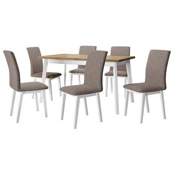 Conjunto de comedor Victorville 321, Madera y Melamina, Negro y Marrón, 140x80x75cm, para 6 personas