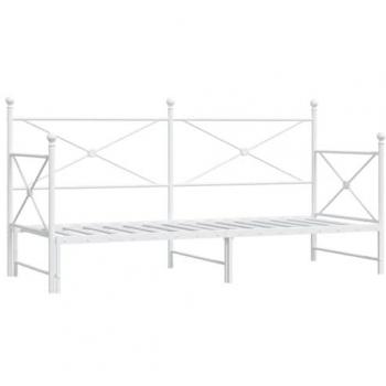 White Steel Daybed with Trundle without Mattress 80x200 cm