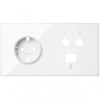 Kit Frontal 2 Elementos Base + TV + RJ45 - Blanco Brillo