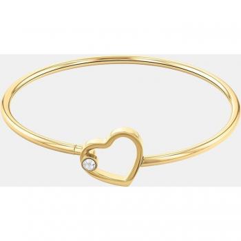 Pulsera Tommy Hilfiger Mujer 2780755 - Brazalete de acero inoxidable ip dorado con corazón incrustado de circonita, tamaño 6cm.