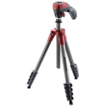 Manfrotto Compact Action - Trípode completo, rojo