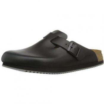 Birkenstock Boston Super Grip Leather Clogs, Size 47, Black