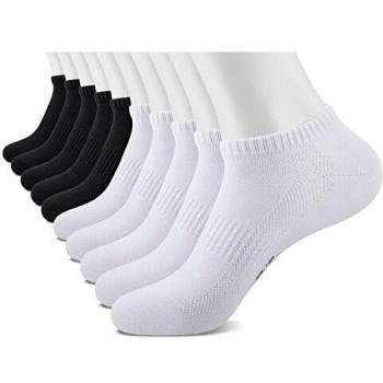 FALARY Calcetines Hombre Mujer Deportivos 10 Pares Cortos Calcetin Tobilleros Algodon Negro&Blanco 39-42