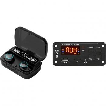 Placa Decodificadora USB/SD Inalámbrica Bluetooth 5.1 con Auriculares M10 y Caja de Carga de 2000mAh, MP3/WMA, DC12V