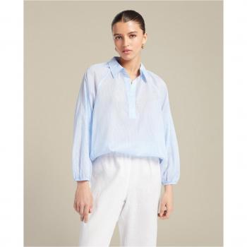 Blusa de mujer de rayas con cuello camisero