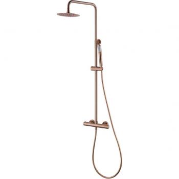 Conjunto de ducha termostático Monza Imex oro rosa cepillado