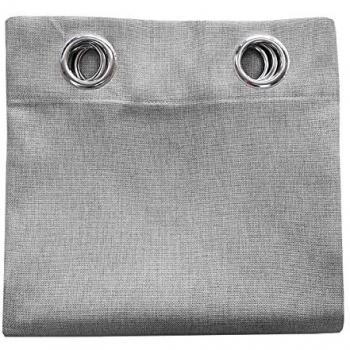 Cortina de lino gris, blanco y beige 140x260 cm