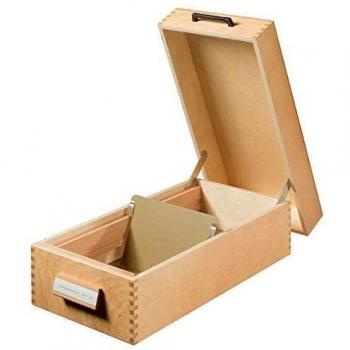 Caja de índice de madera A6 apaisada para 1.000-1.500 tarjetas