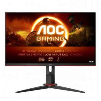 Monitor AOC 27G2ZN3/BK LED Fast VA FullHD 280Hz 1ms, pantalla de 68,6 cm (27), relación de aspecto 16:9, puertos 2xHDMI + DP