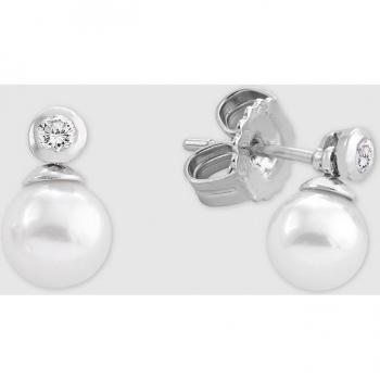 Pendientes Majorica con perla blanca y circonita