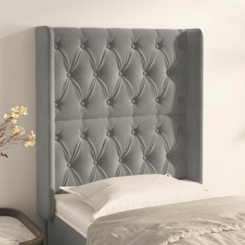 Cabecero con orejas de terciopelo gris claro 83x16x128 cm