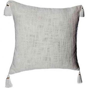 Funda de Cojín Atmosphera Slub Blanco 40x40 cm - Sobria y Refinada - Decoración para Sala de Estar