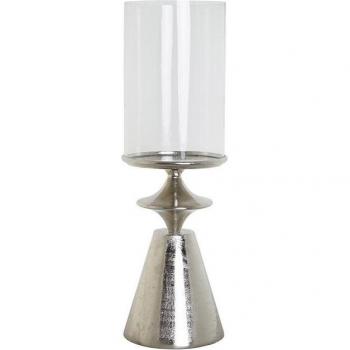 Portavela aluminio cristal plateado 21x21x67