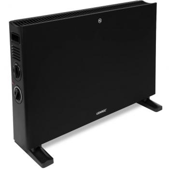 Calefactor de convección Vonroc - 2000W - Negro - Con ventilador turbo - Termostato regulable - 2 posiciones de calefacción