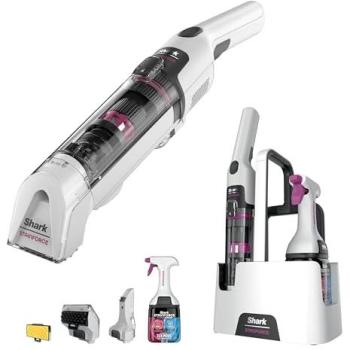 Aspiradora de Mano Sin Cable Shark StainForce HX100EUT 100W - Limpiador de Manchas Portátil para Alfombras y Tapicerías en Blanco