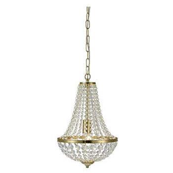 Lámpara colgante de cristal claro y latón con 1 bombilla E27 tipo candelabro