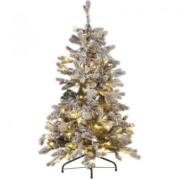 Árbol de Navidad Artificial Tatlow Blanco 120 cm con Ramas Plegables y Luz LED Preiluminado