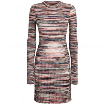 Missoni Women's Multicolor Knitted Short Dress, Size M, Crew Neck, Striped Design