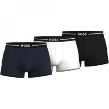BOSS Men's 3-Pack Cotton Boxer Trunks - Navy, Black, White (Size S)