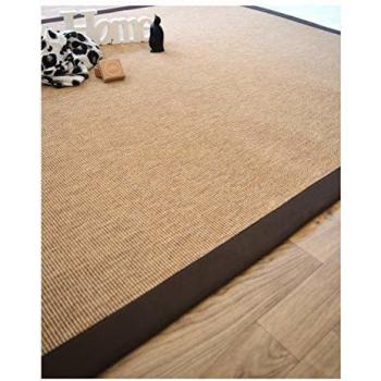 Alfombra Tejida Plana Mahé Natural con Ganse de Algodón Marrón - 140 x 200 cm