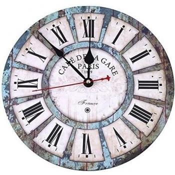 Soledi Reloj de Pared de Cuarzo Estilo Toscano Vintage Francesa Paris Reloj de Madera 30 cm