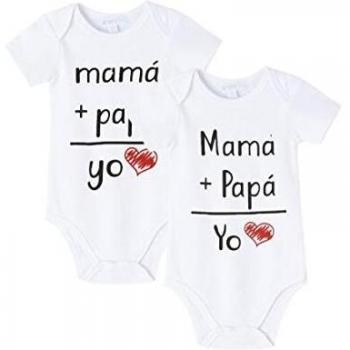 Amomí Body de Manga Corta Bebe - Ragalos Originales para Padres Primerizos Pack 2 Pcs 3-24 Meses 100% Algodón