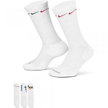 Calcetines Nike Everyday Plus Cushioned DH3822 902 Blanco, multicolor, paquete de 3, unisex, talla 38-42