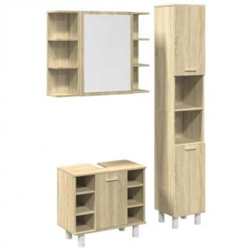 Set de Muebles de Baño 3 Piezas Madera Contrachapada Roble Sonoma Marrón