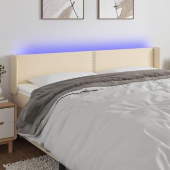 Cabecero con LED de Tela Crema 203x16x78/88 cm