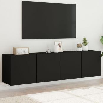 Muebles de pared para TV 2 piezas negro 80x30x41 cm