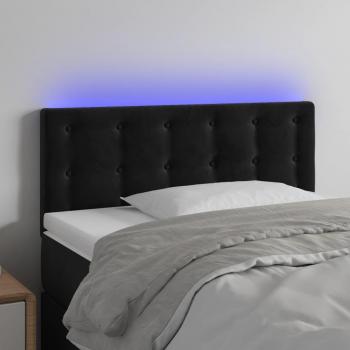 Cabecero LED de terciopelo negro 90x5x78/88 cm con cuero