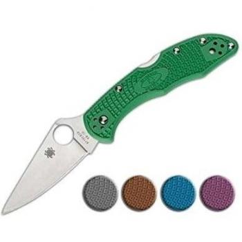 Spyderco Delica - Navaja (filo liso) multicolor verde